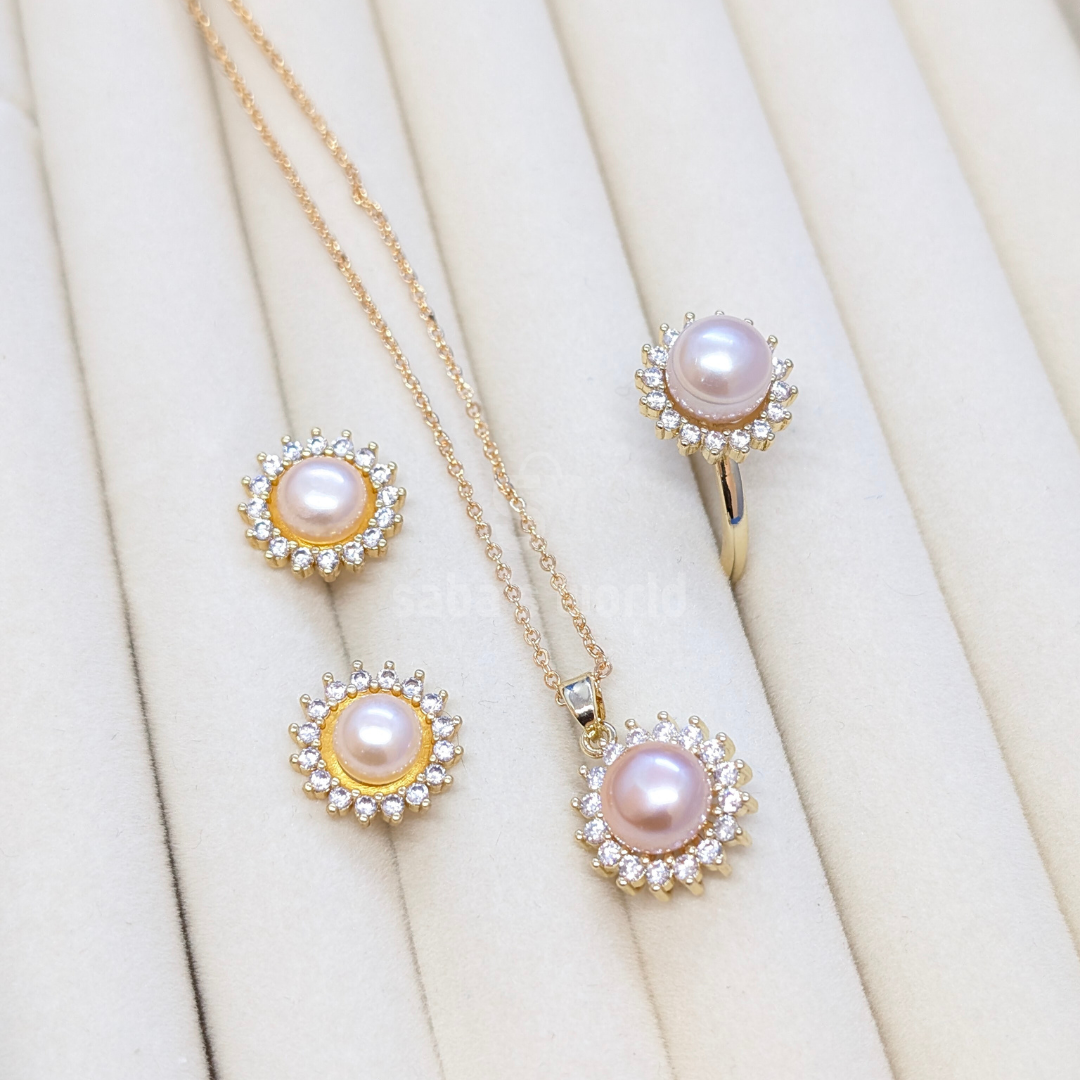 Classic Pink Freshwater Pearl Jewelry Set