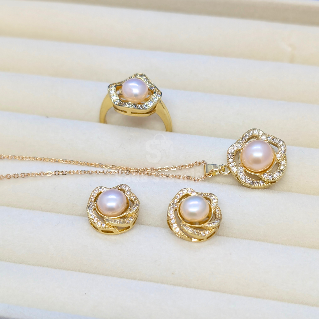 Elegant Pink Freshwater Pearl Jewelry Set