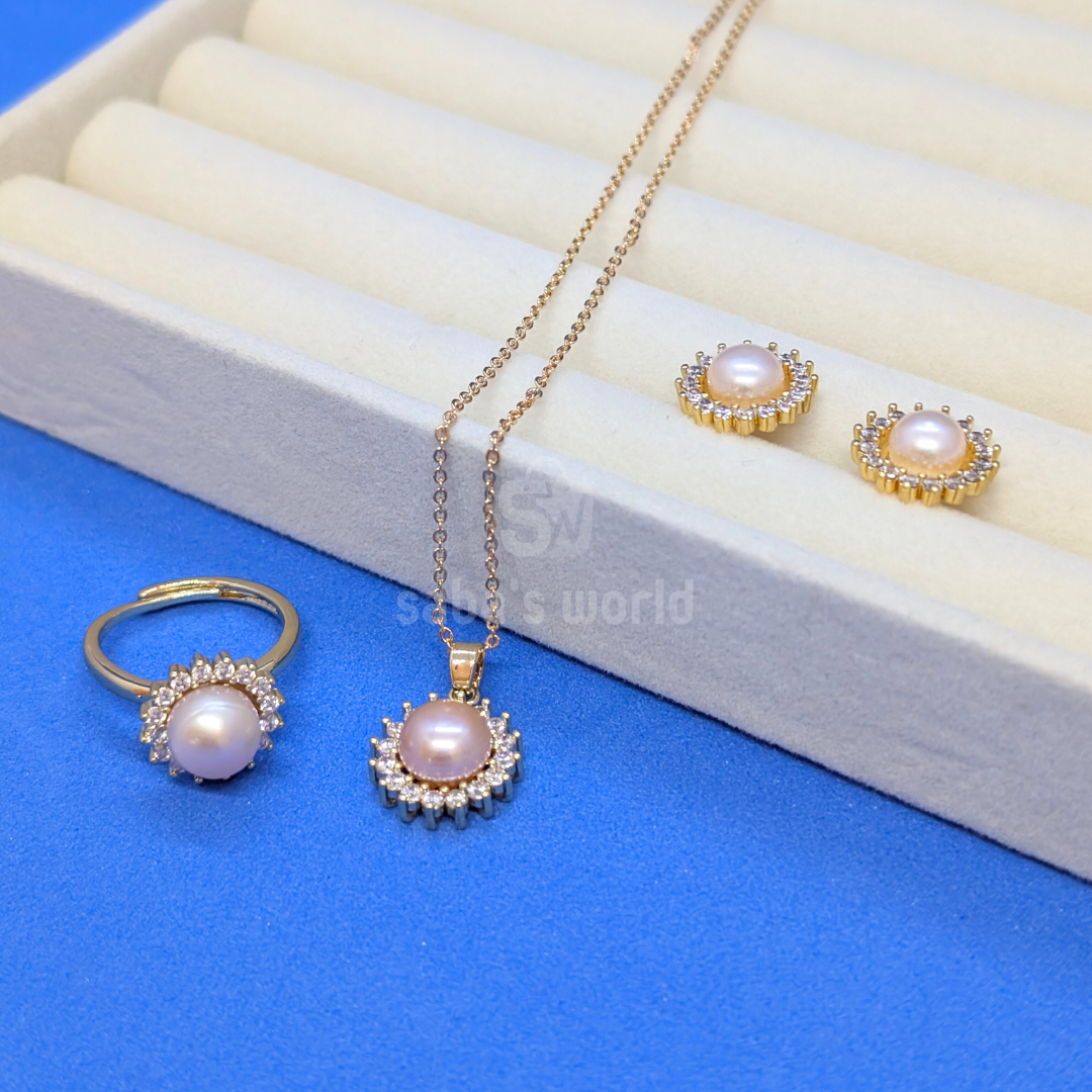 Classic Pink Freshwater Pearl Jewelry Set